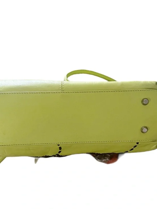 Paolo Masi Leather Lime Green Floral Appliqué Shoulder Bag - Picture 8 of 9